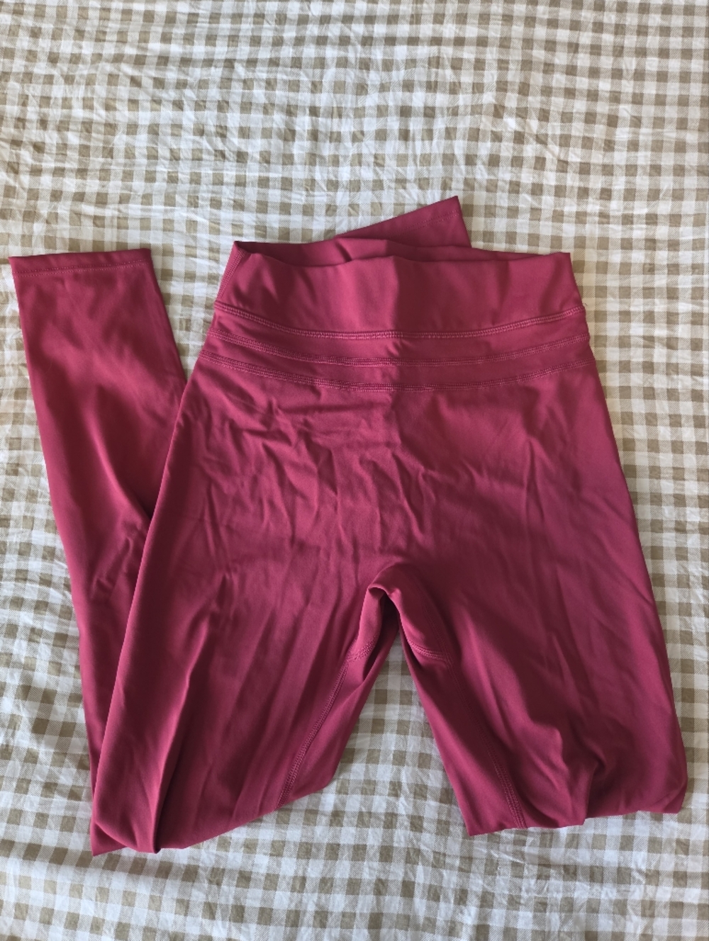 High-Waist Burgandy Leggings - Womens Activewear M